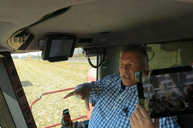 Thumbnail: Bill Northey in cab explaining operations.