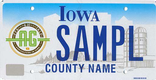 Agriculture in Iowa sample license plate.